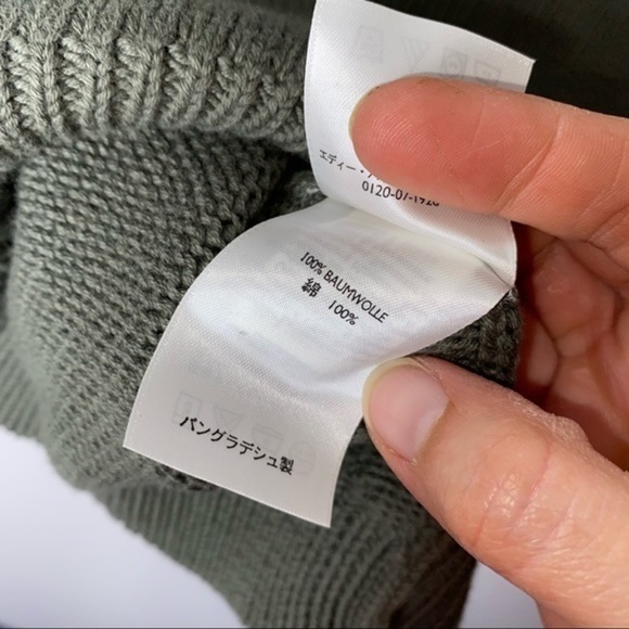 Eddie Bauer Green V-neck 100% Cotton Sweater Size Medium - Picture 6 of 7